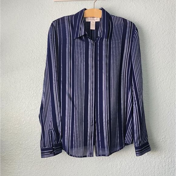 Jones new york silk long sleeve button down blouse - Picture 1 of 9